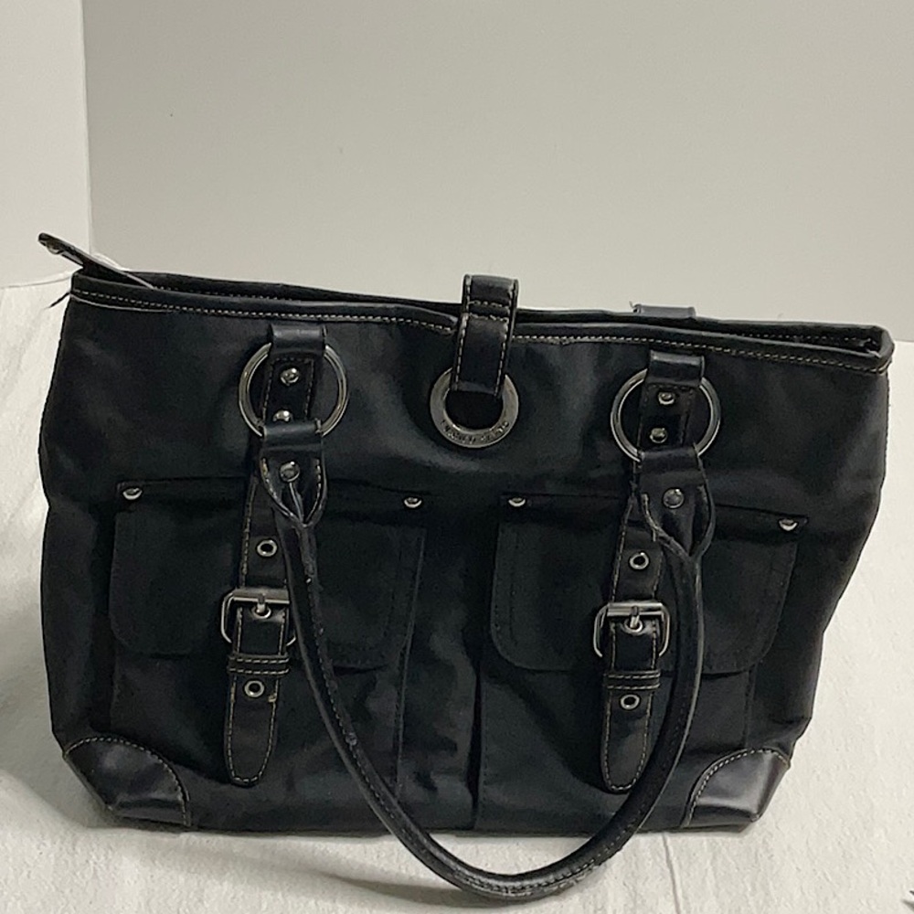 Franco Sarto Black Purse With Floral Interior With Matching Umbrella